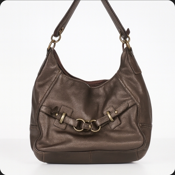 Wilsons Leather Handbags - Wilson Leather Metallic Brown Leather Shoulder Bag